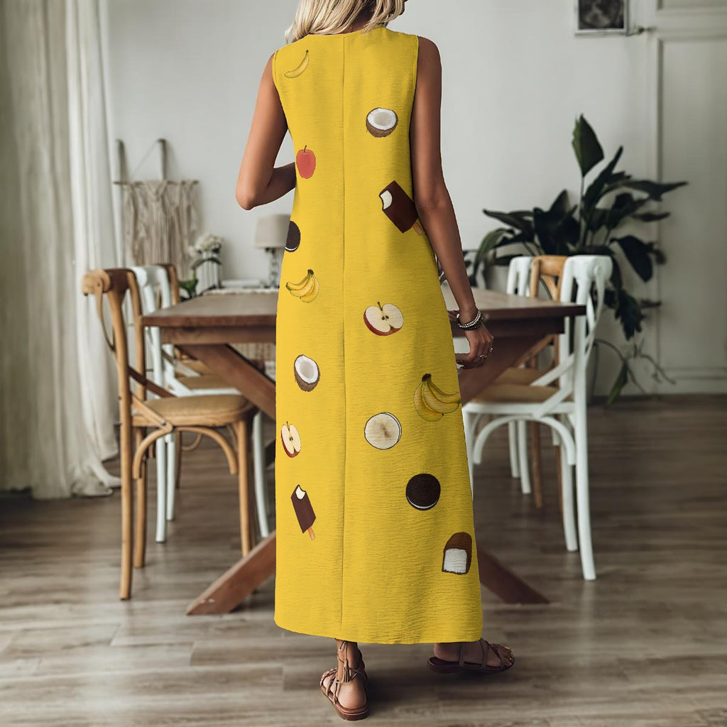 Race - All snacks - V neck maxi dress - yellow