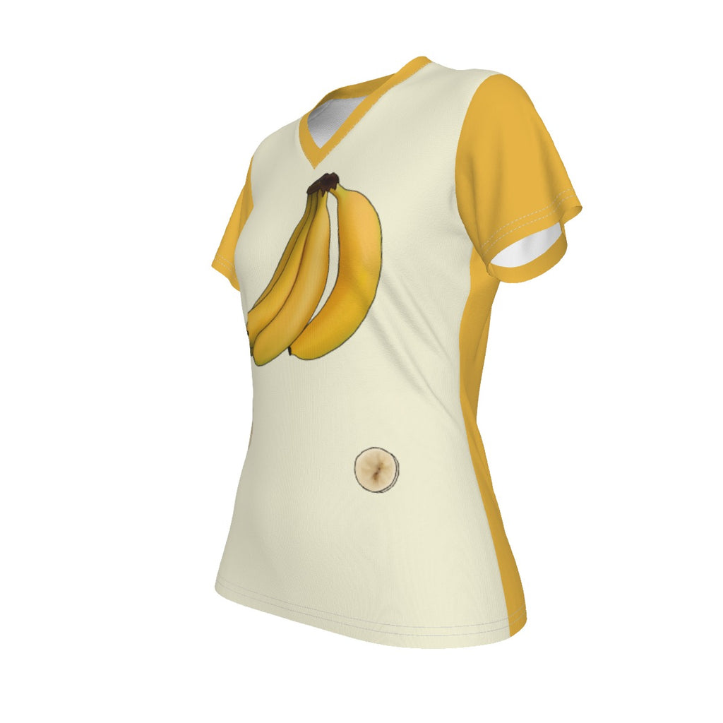 Race - Fruit - Banana - V neck tee - cream and yellow