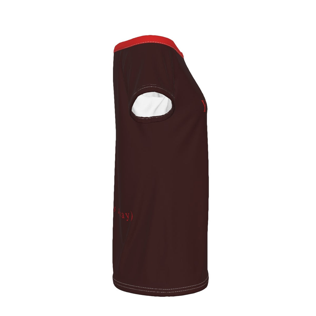 Yeah No - off shoulder tee - oxblood and red