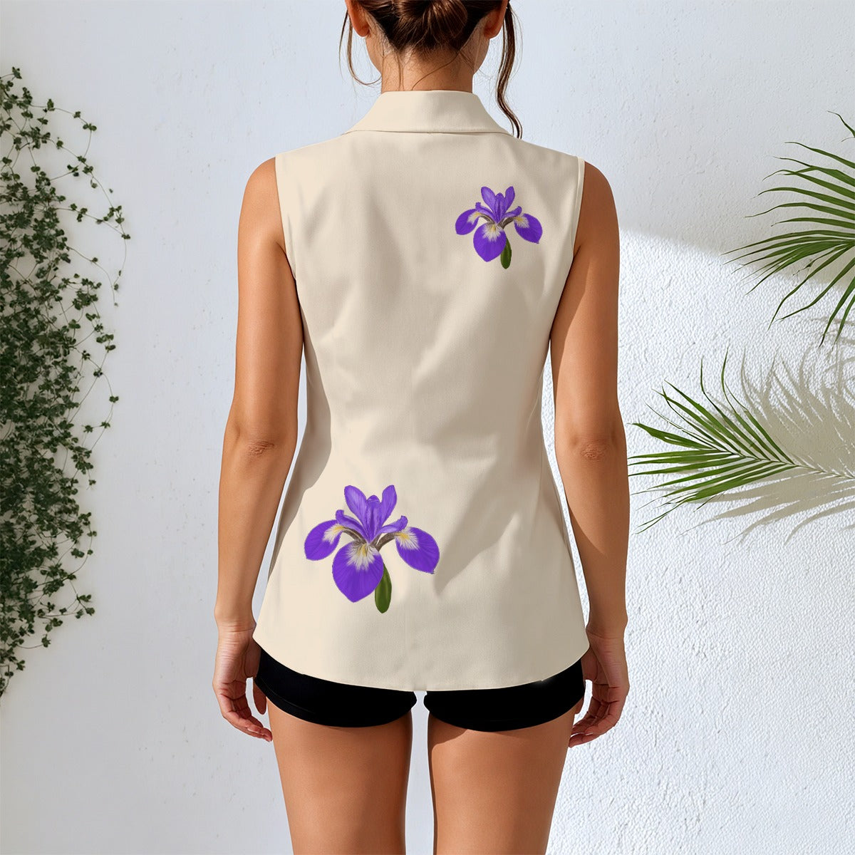 Quebec Iris - Sleeveless Blazer - beige