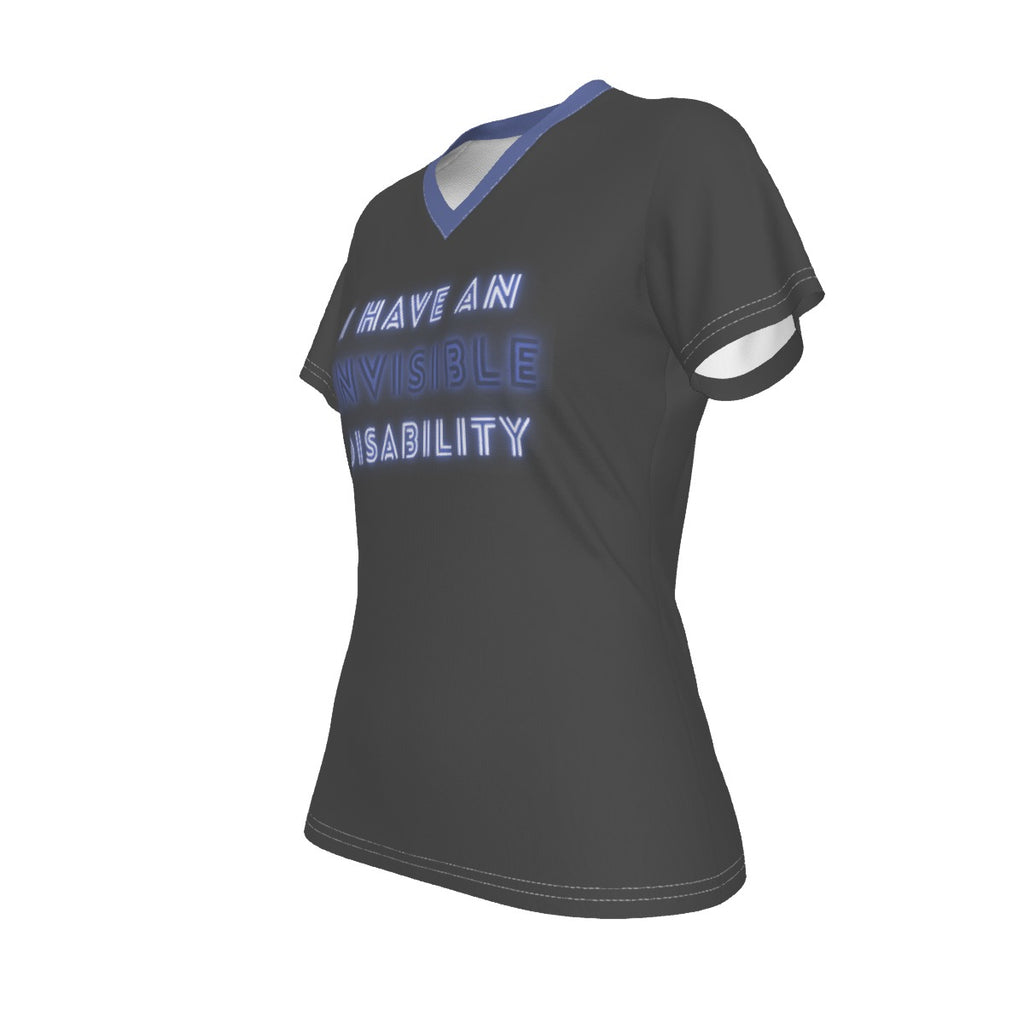 Invisible Disability - V neck tee - dark grey