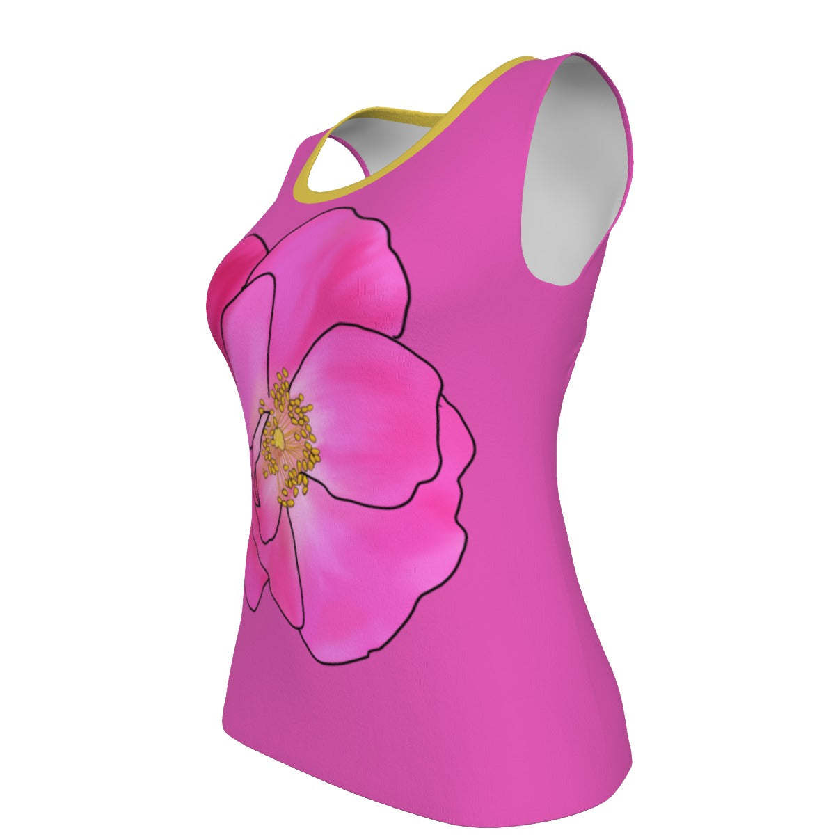 Alberta Primrose - U neck tank - pink with yellow