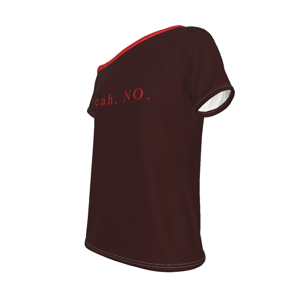 Yeah No - off shoulder tee - oxblood and red