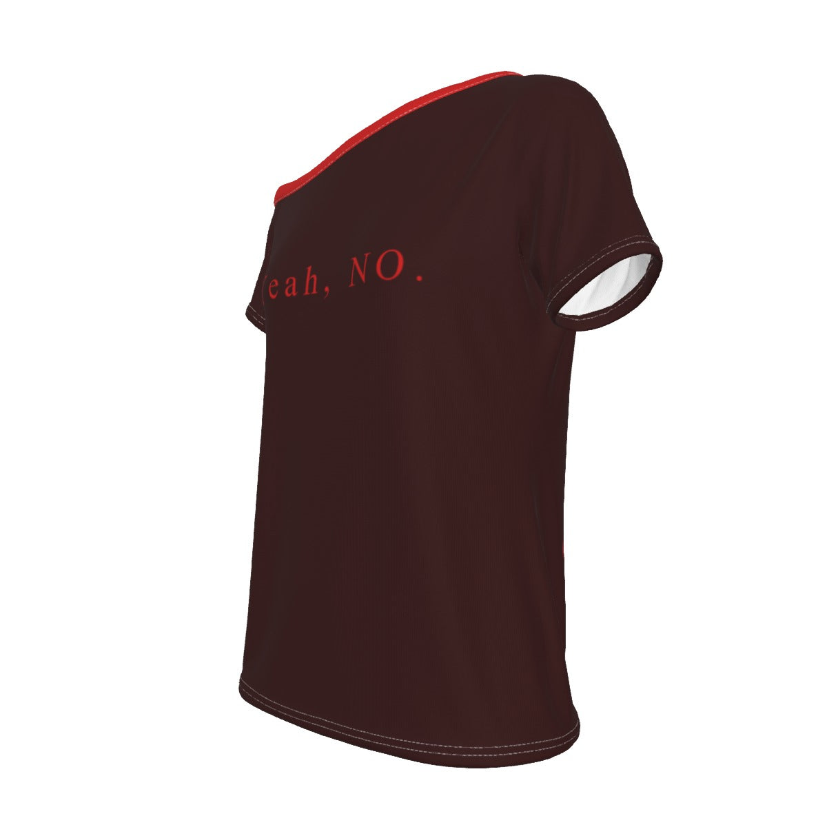 Yeah No - off shoulder tee - oxblood and red