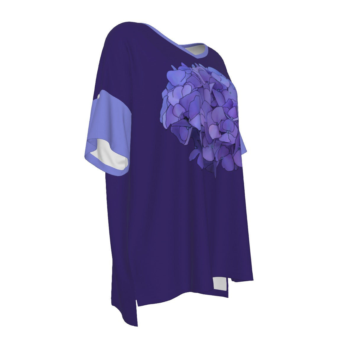 Hydrangea - drop shoulder tee - dark periwinkle