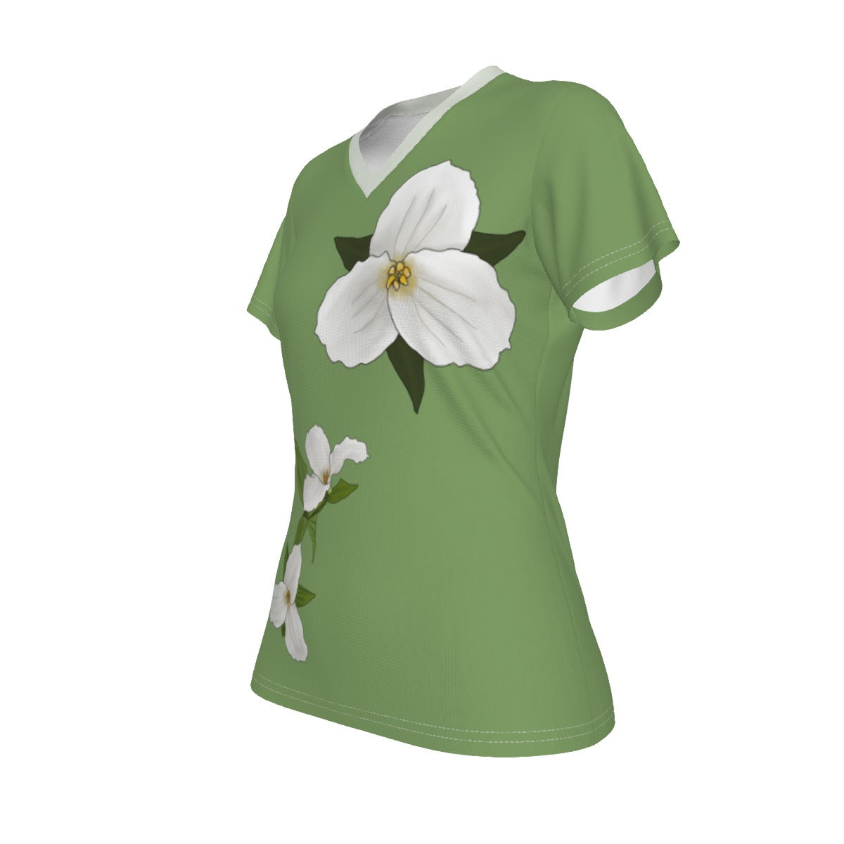 Ontario Trillium - V neck tee - green