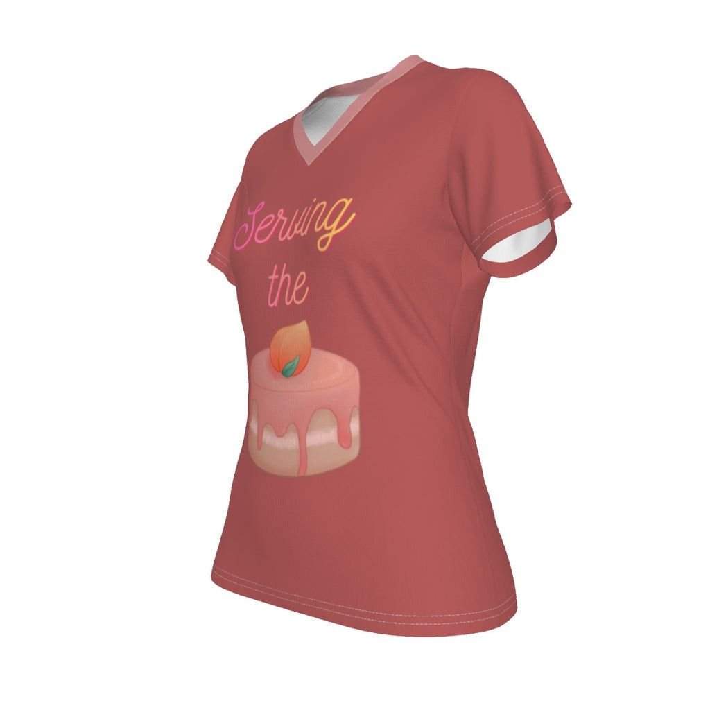 Serving the Cake - salmon - V neck