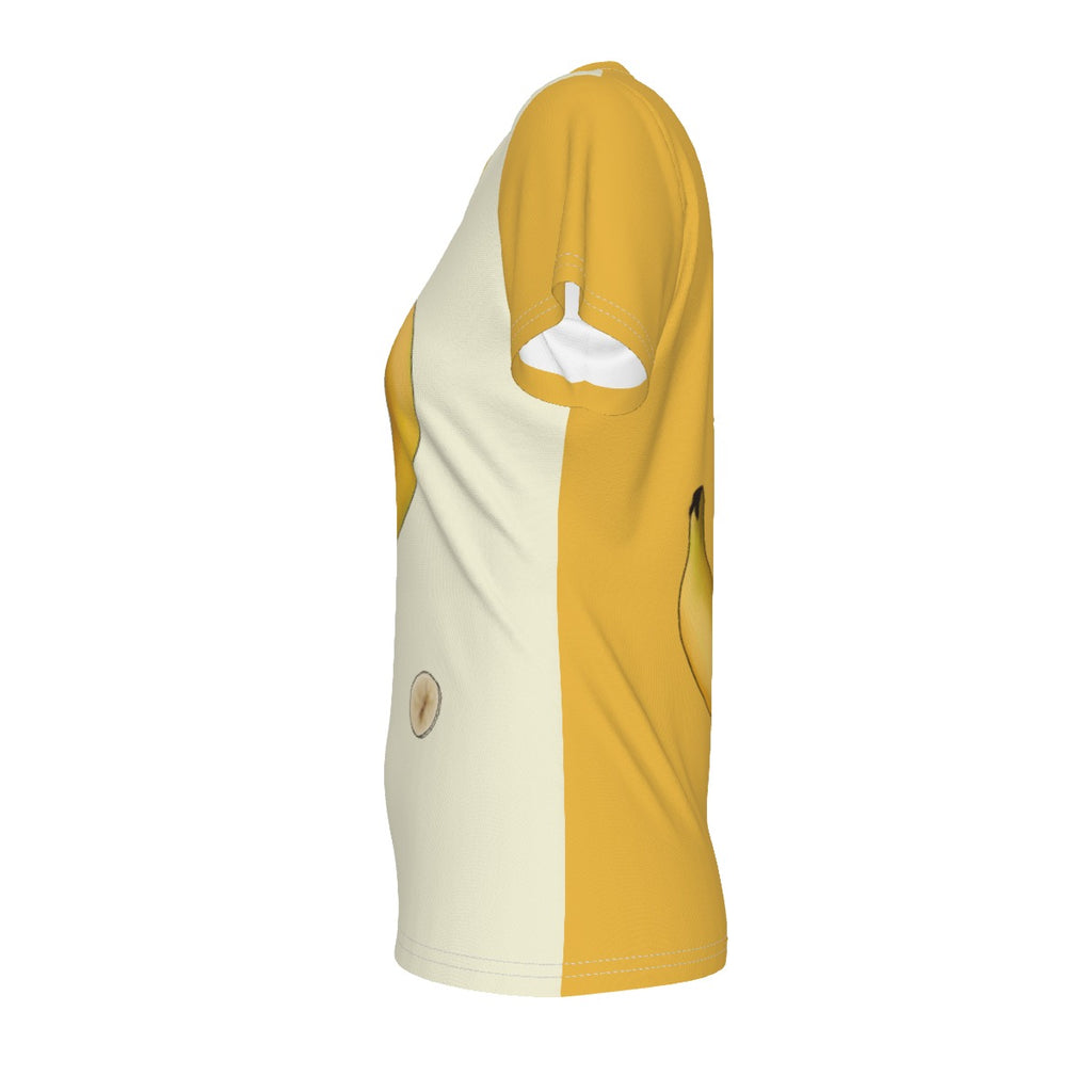 Race - Fruit - Banana - V neck tee - cream and yellow