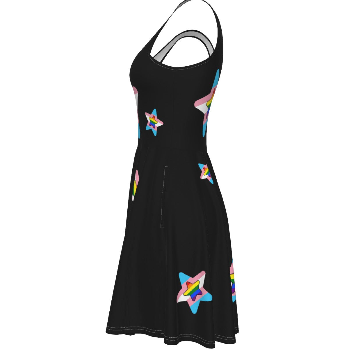 Pride - Rainbow/Trans stars - tank dress - black