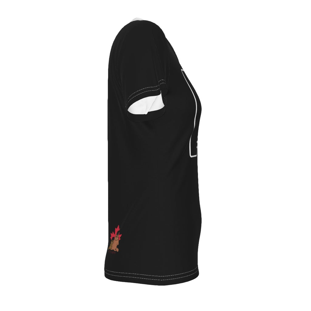 You Must Be THIS Tall - V neck tee - black
