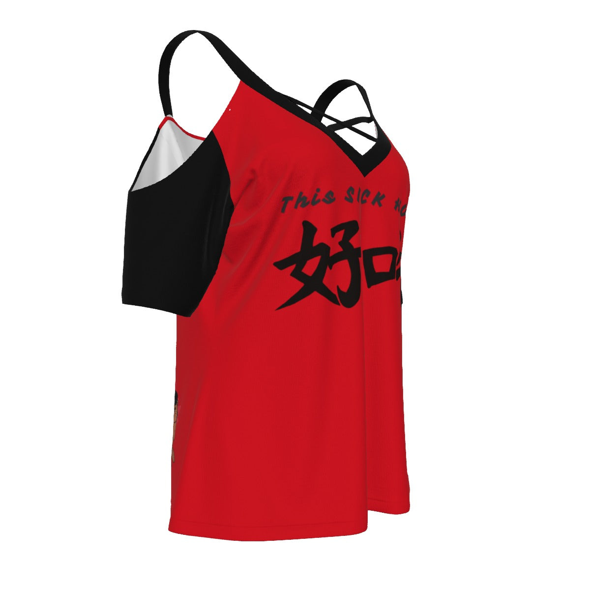 Huo sik - cold shoulder - red and black