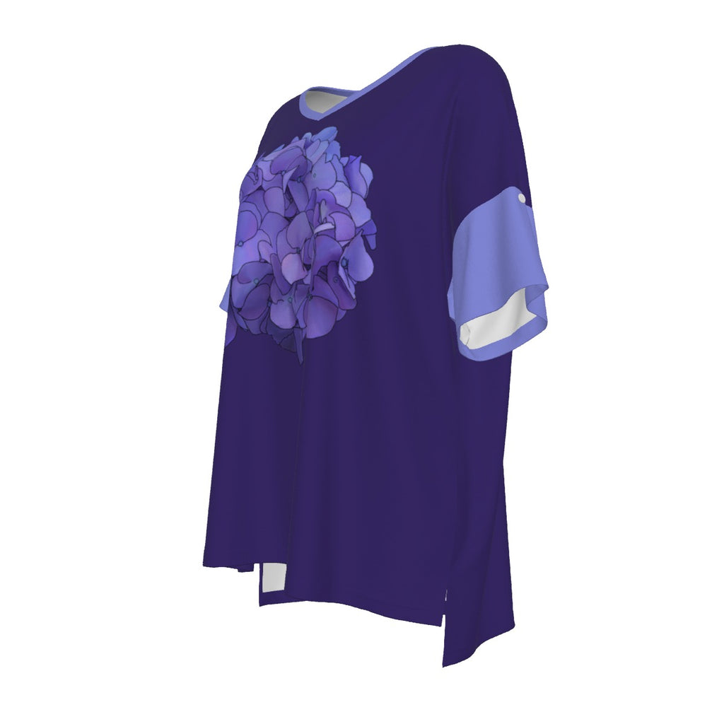 Hydrangea - drop shoulder tee - dark periwinkle