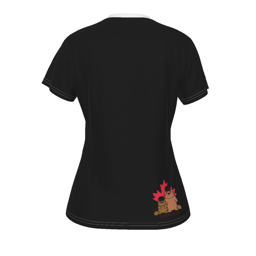 Dopamine - V neck tee - black with white
