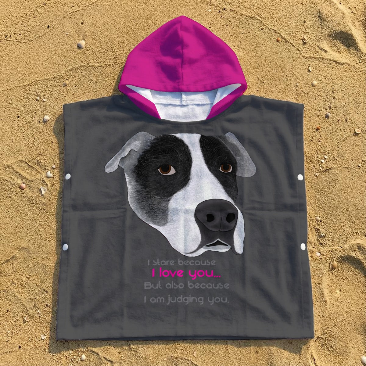 Kid's Hooded Towel Poncho - Kya the dog