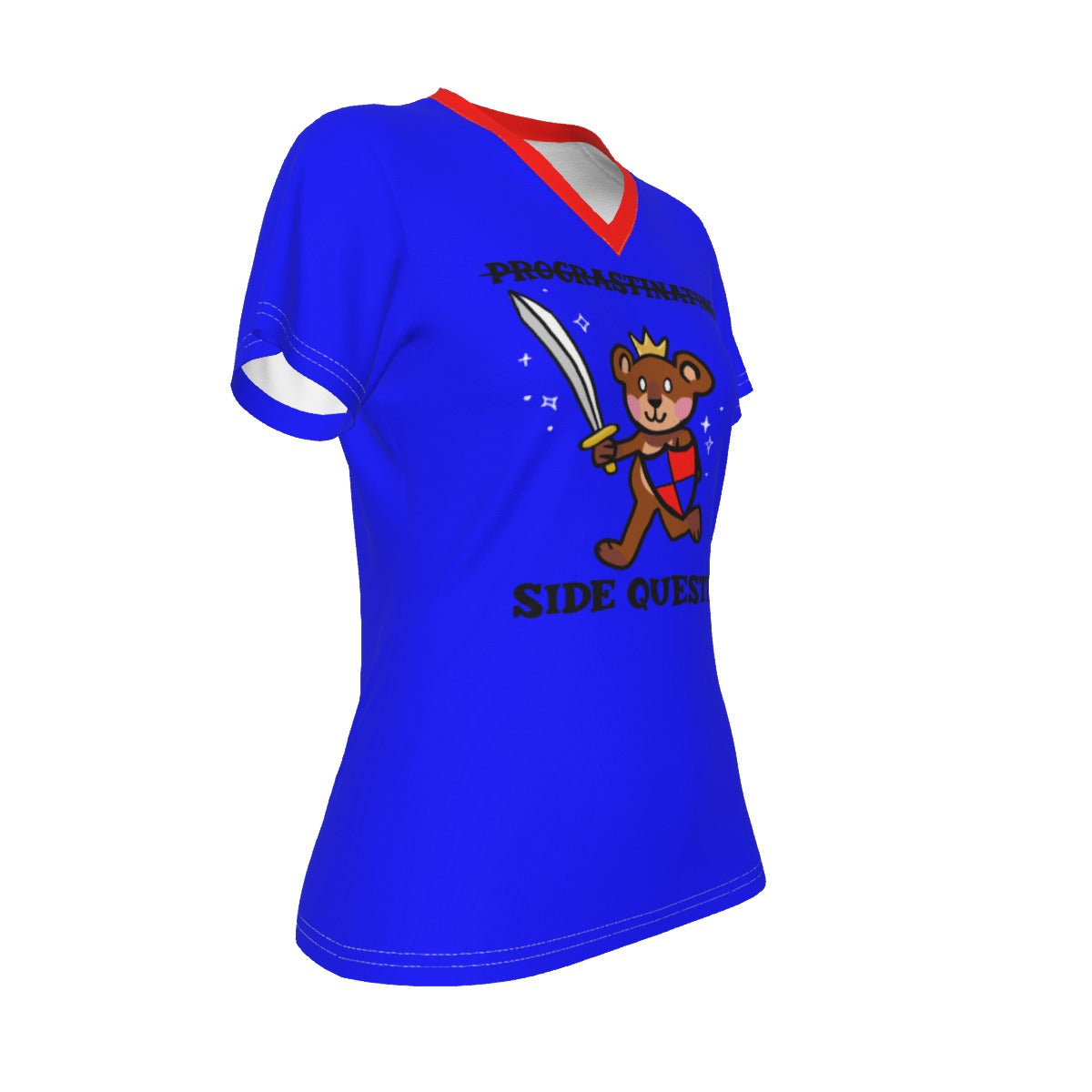 Side Questing - V neck tee - blue
