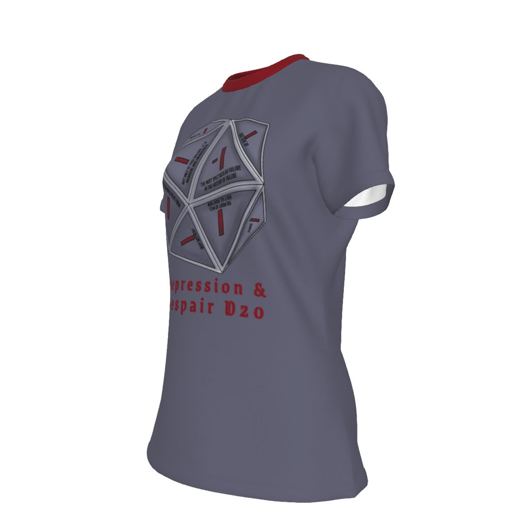 D20 of Doom - grey/red -round neck tee