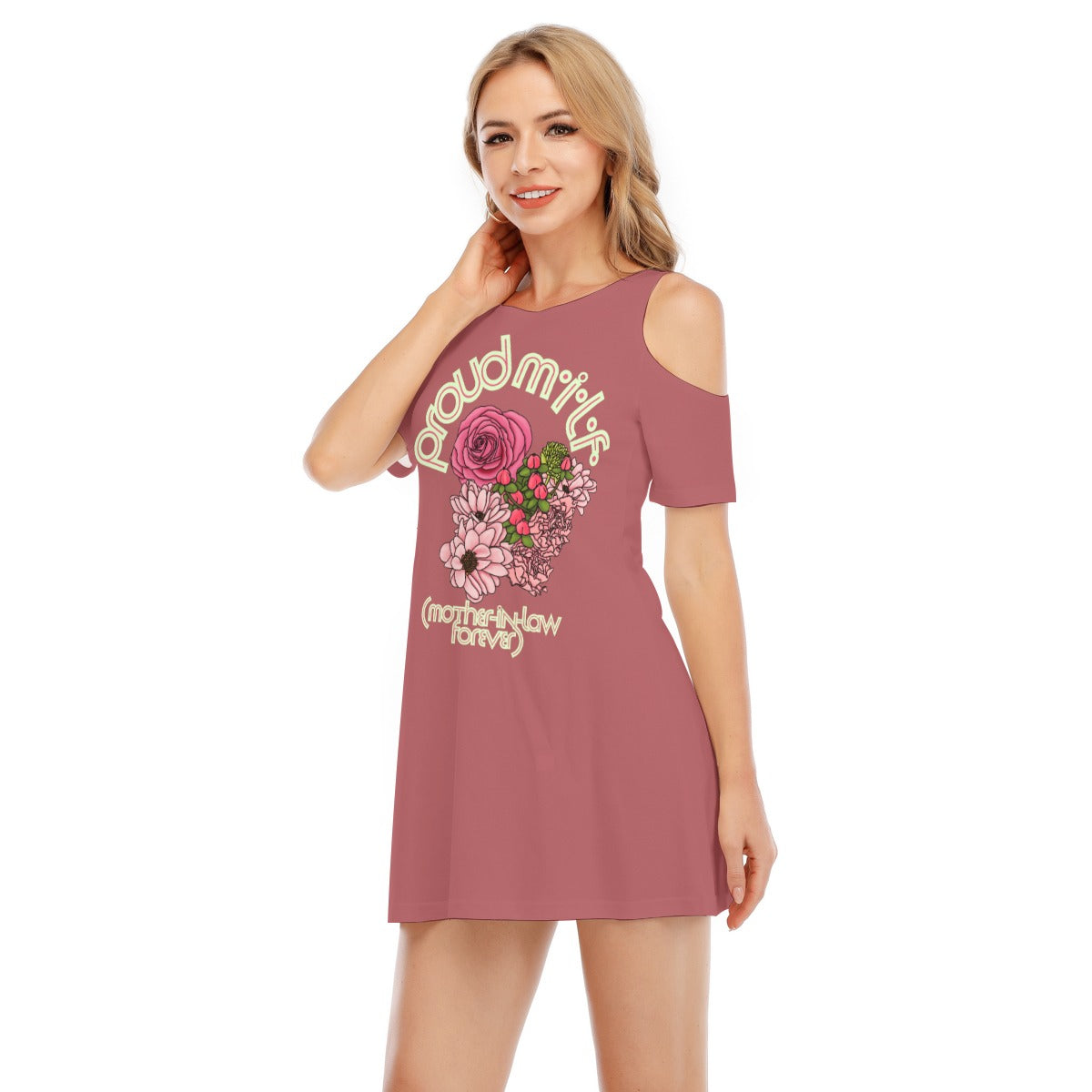 MIL - cold shoulder short dress - pink
