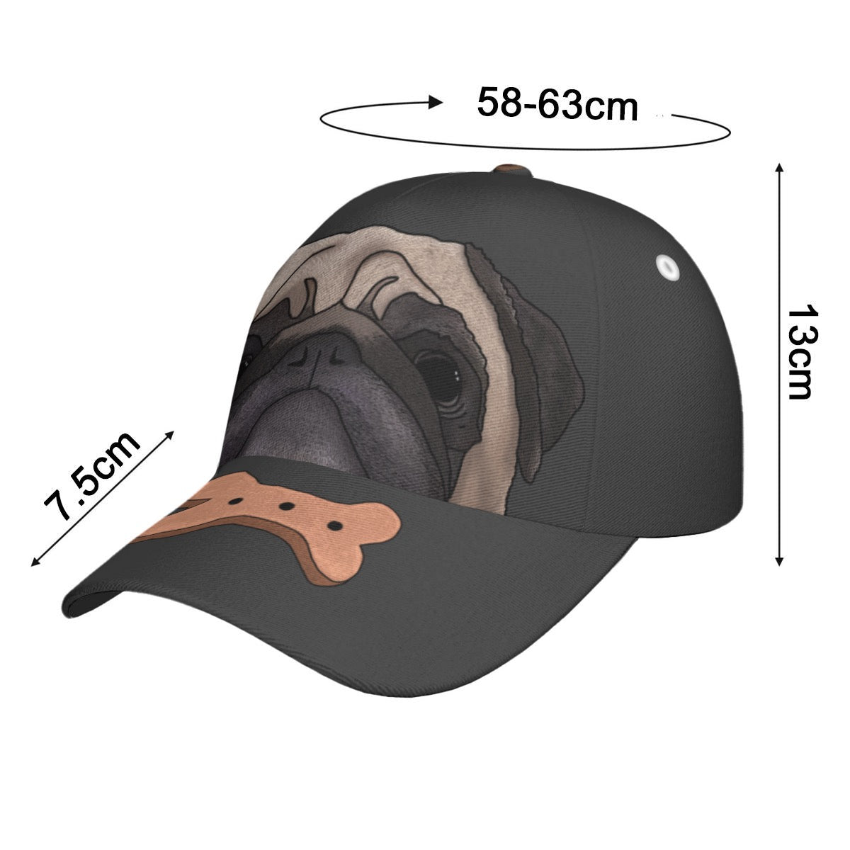 Pug Begging - baseball cap