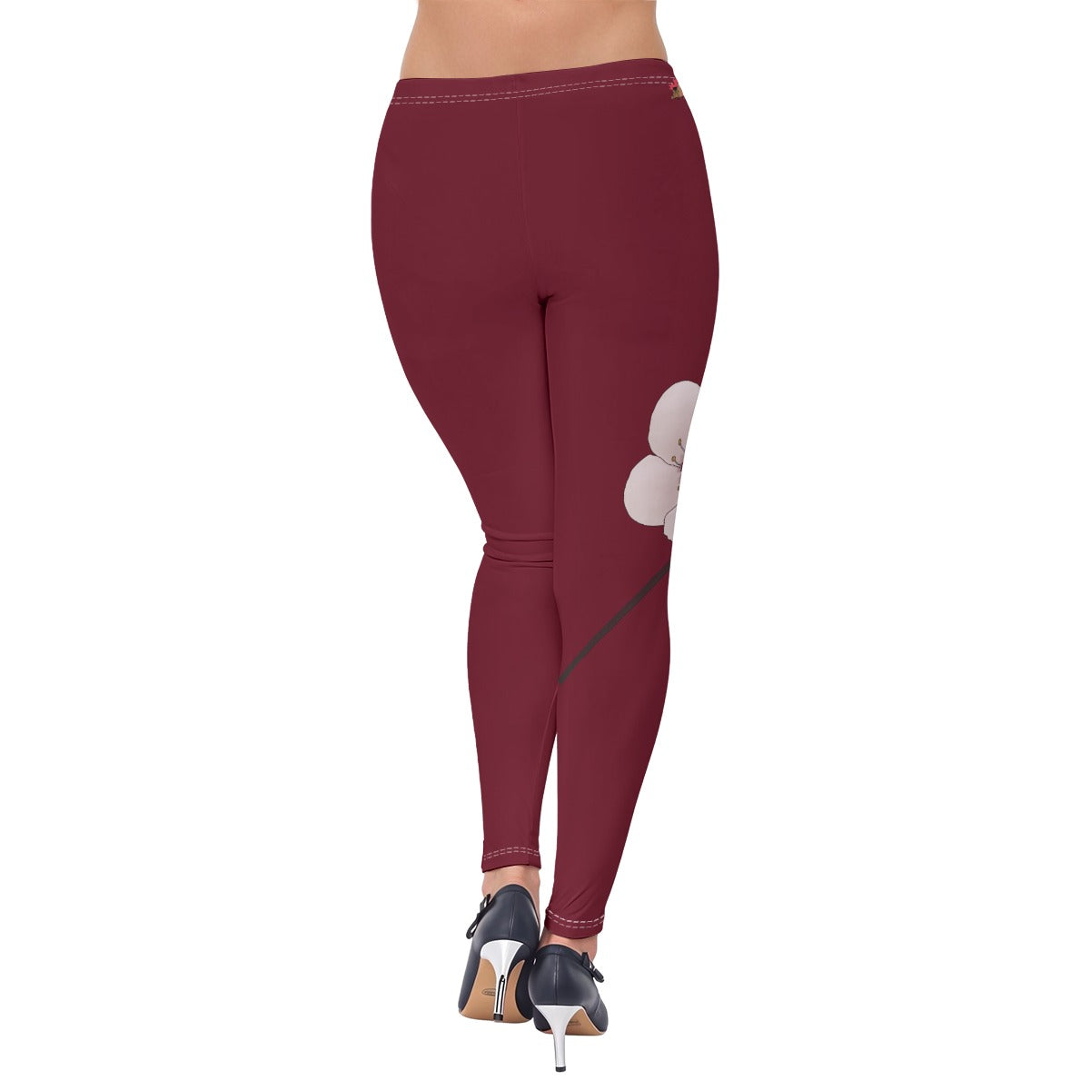 Plum Blossom Branch - leggings - maroon