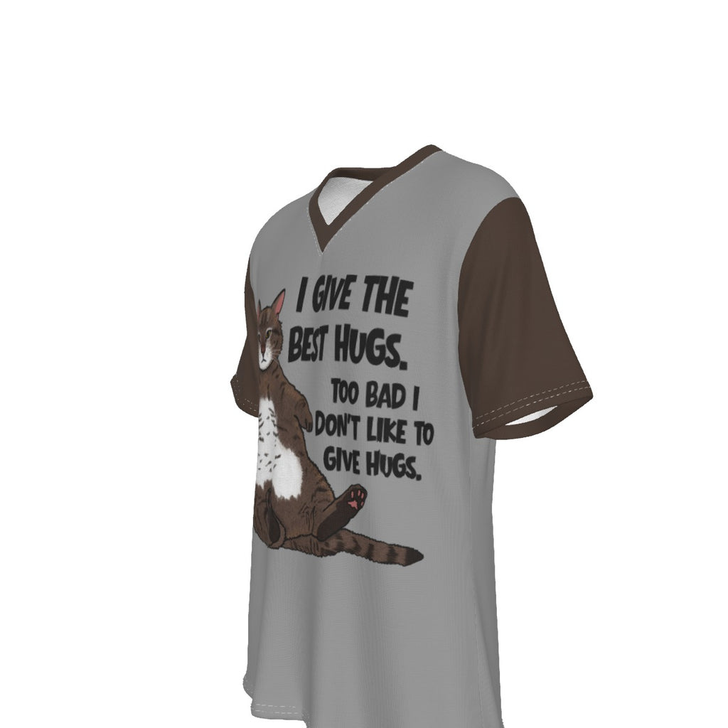 Jeffy Cat - Men's V neck tee - grey and brown