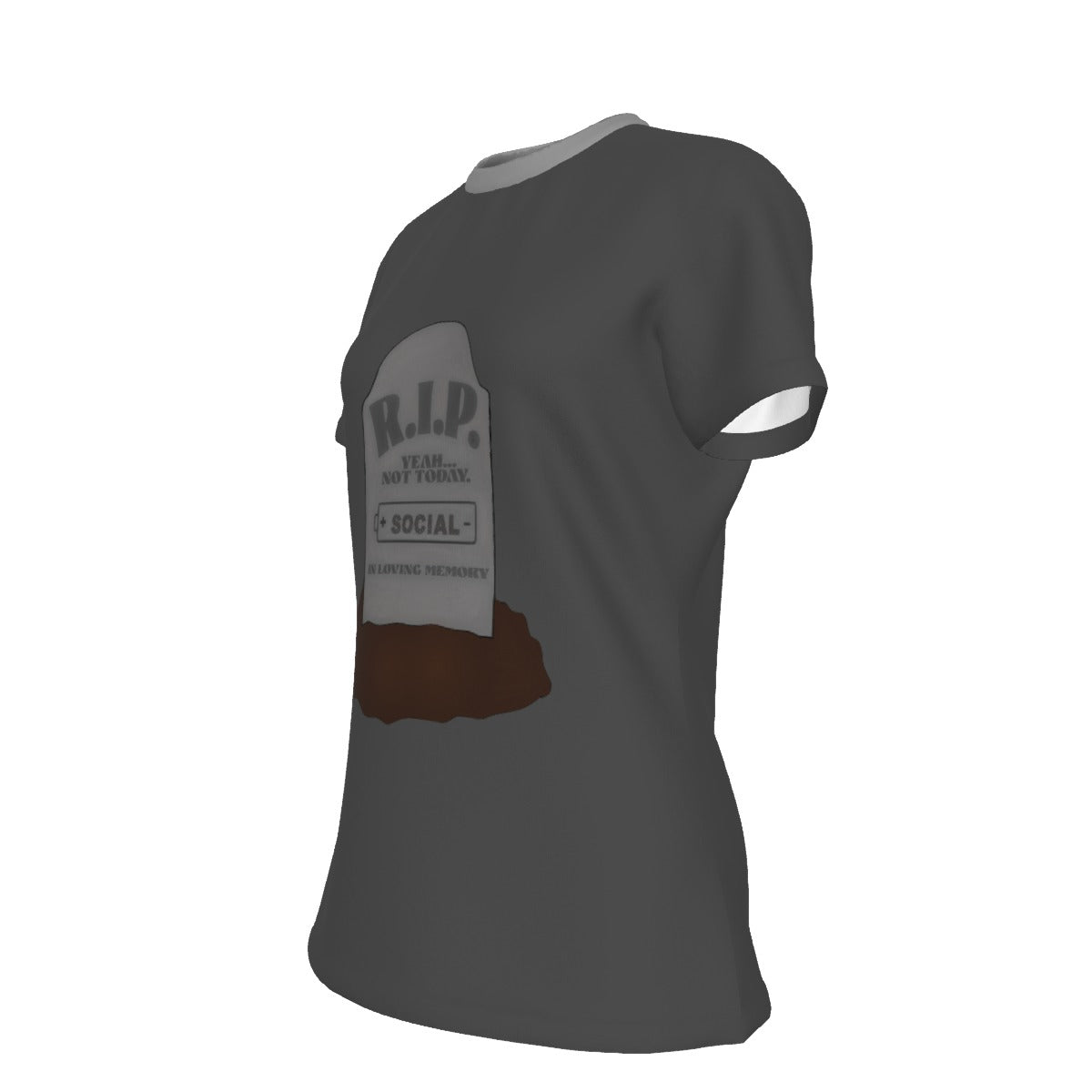 Social Battery - round neck tee - grey