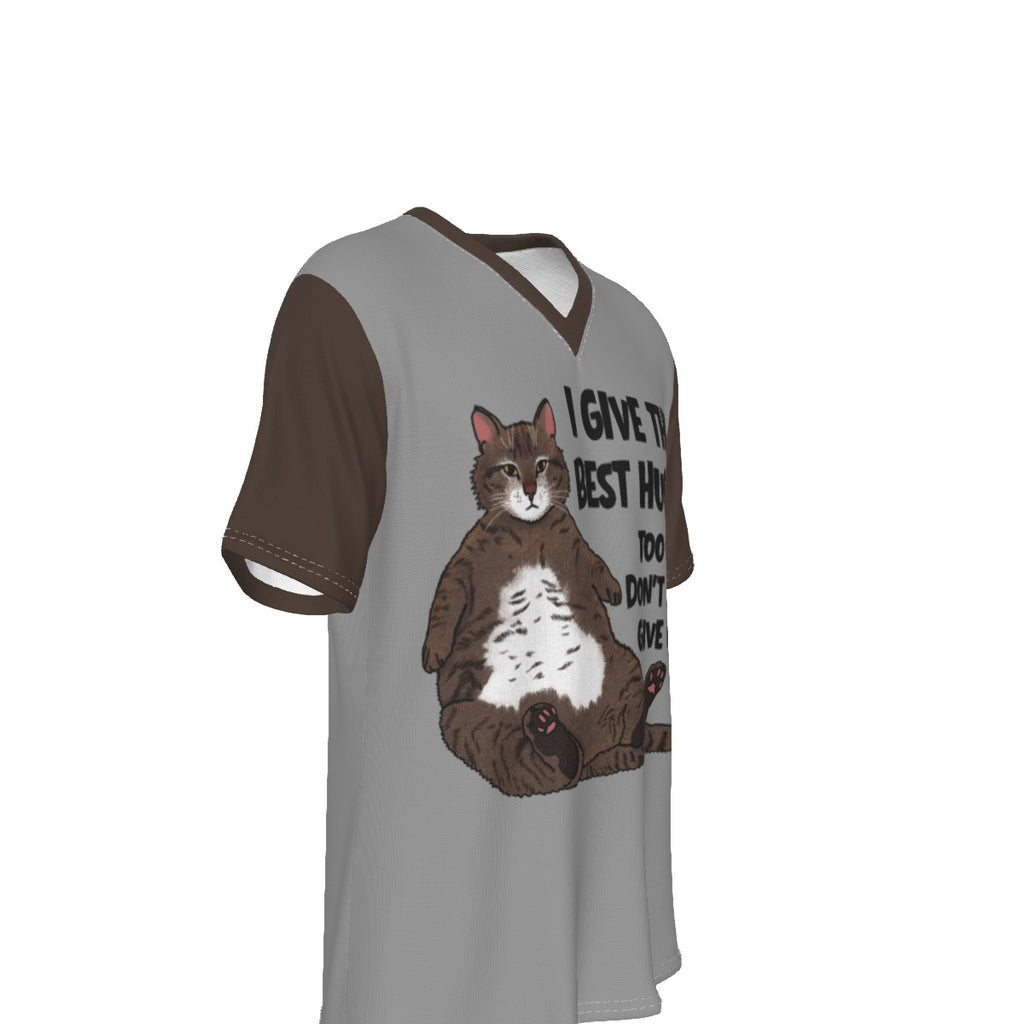 Jeffy Cat - Men's V neck tee - grey and brown