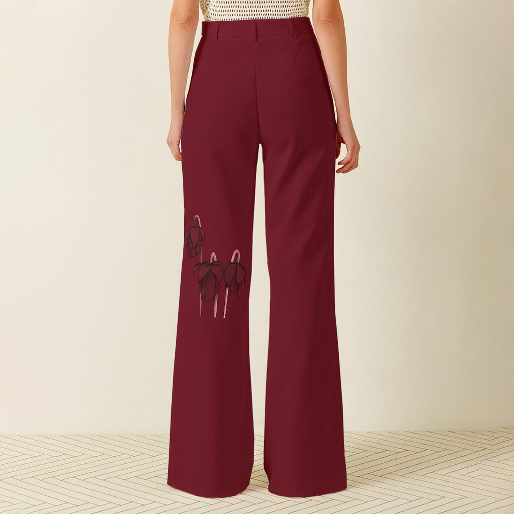 NL Pitcher Plant - wide leg pants - maroon