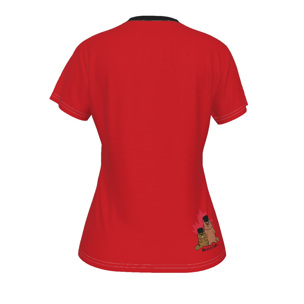 THICCCanadian - V neck tee - red