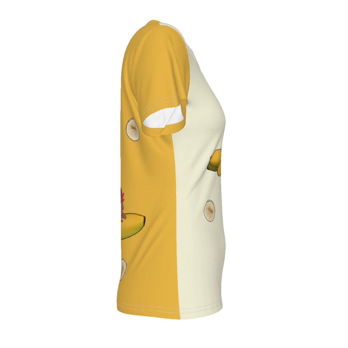 Race - Fruit - Banana - V neck tee - cream and yellow