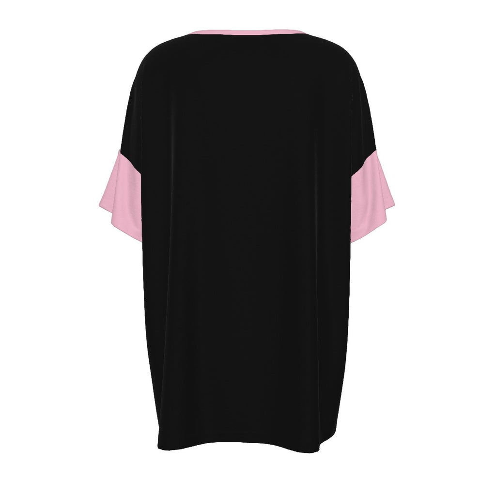 Plum Blossoms - Drop Shoulder Tee - black