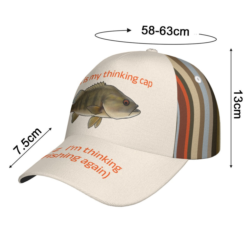 THINKING (fishing!) CAP - small mouth bass - baseball cap