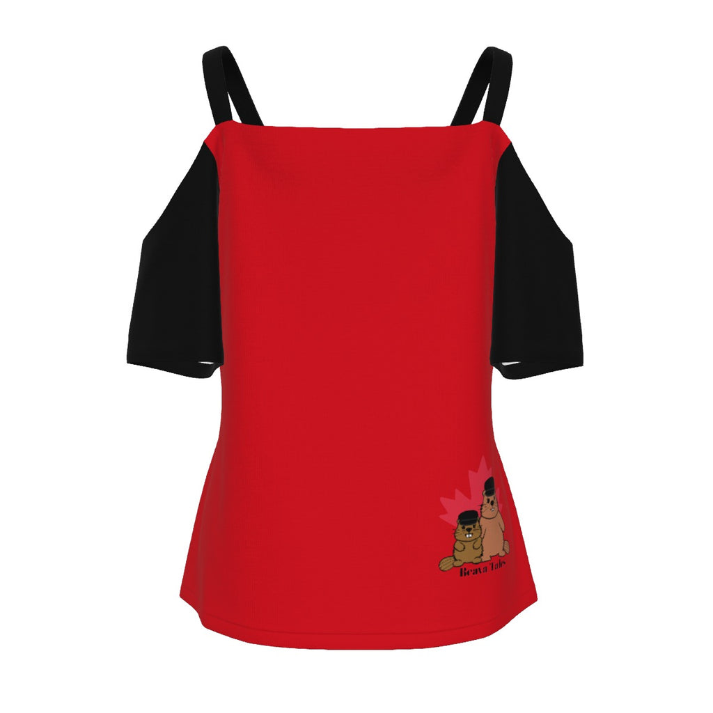 Huo sik - cold shoulder - red and black