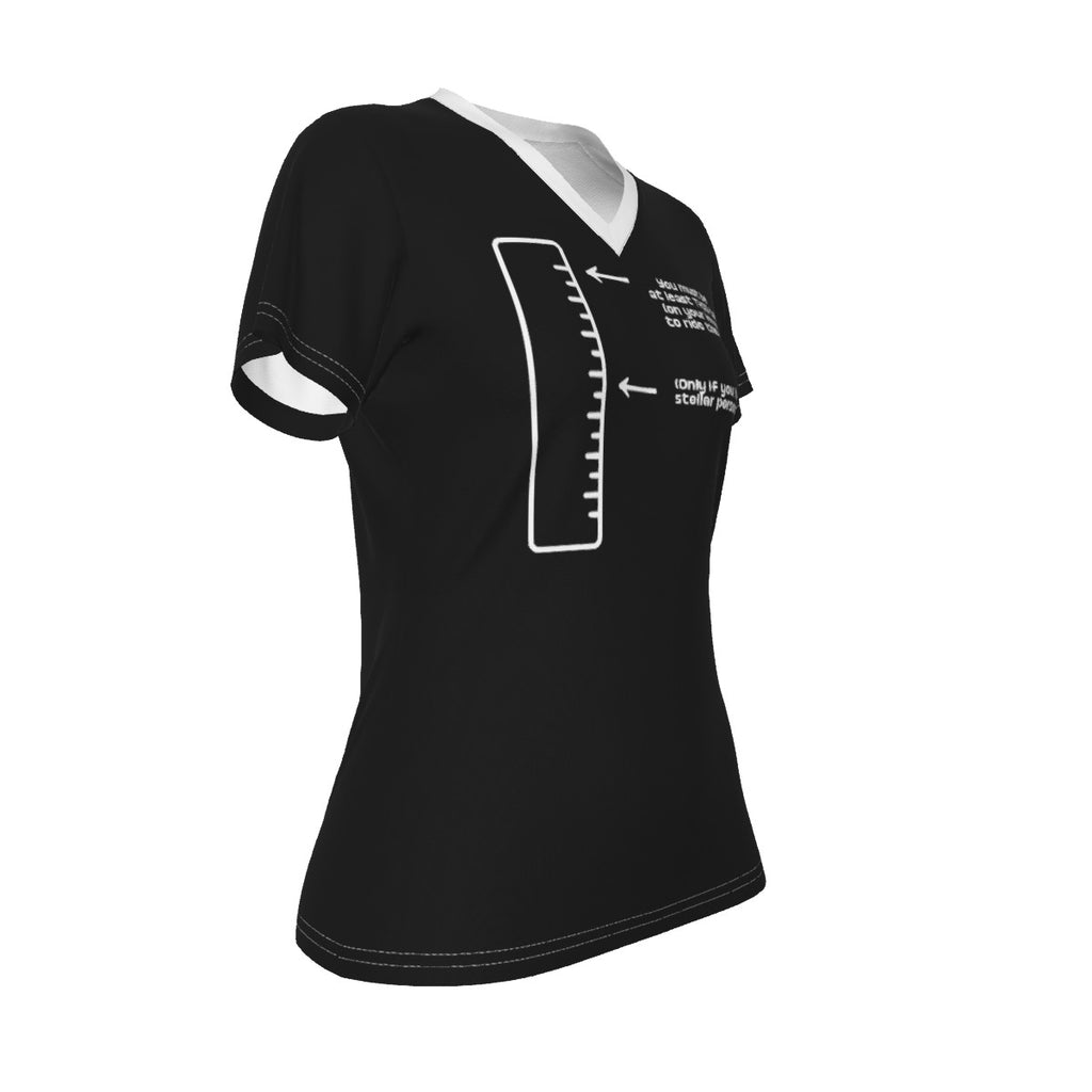 You Must Be THIS Tall - V neck tee - black