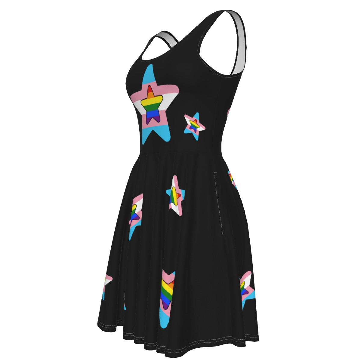 Pride - Rainbow/Trans stars - tank dress - black