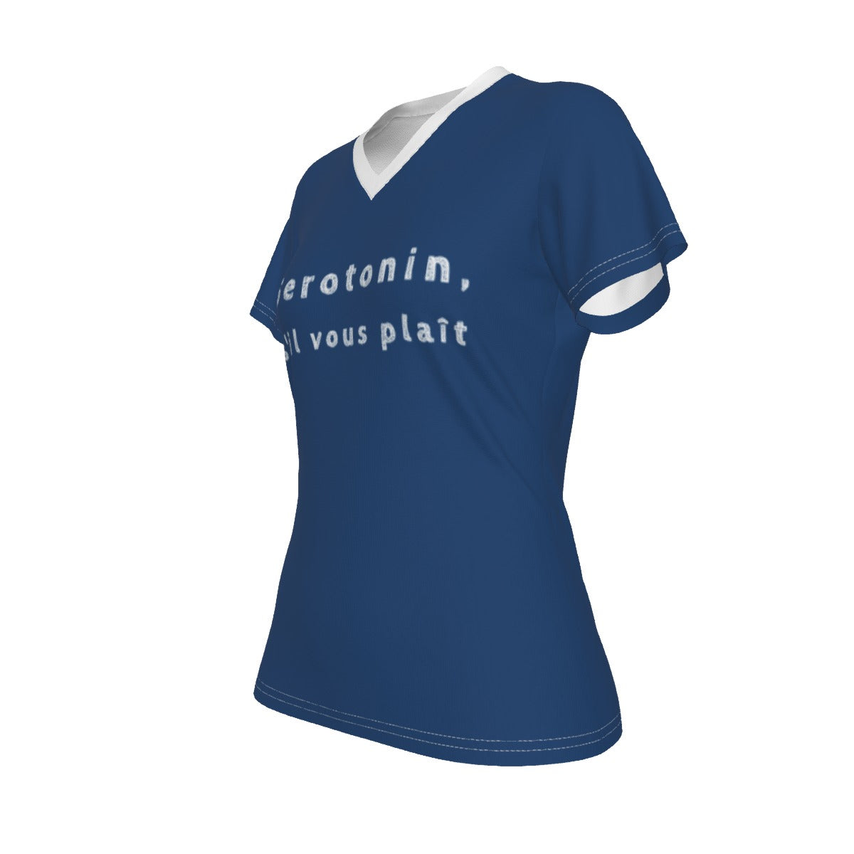Serotonin pls - v neck tee - blue white