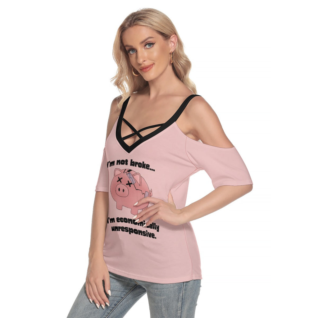 Piggy Bank - Cold Shoulder Tee - pink