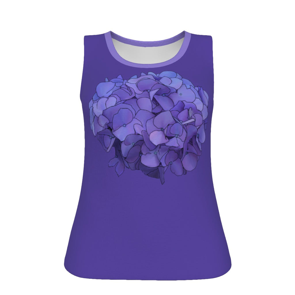 Hydrangea - U neck tank - periwinkle