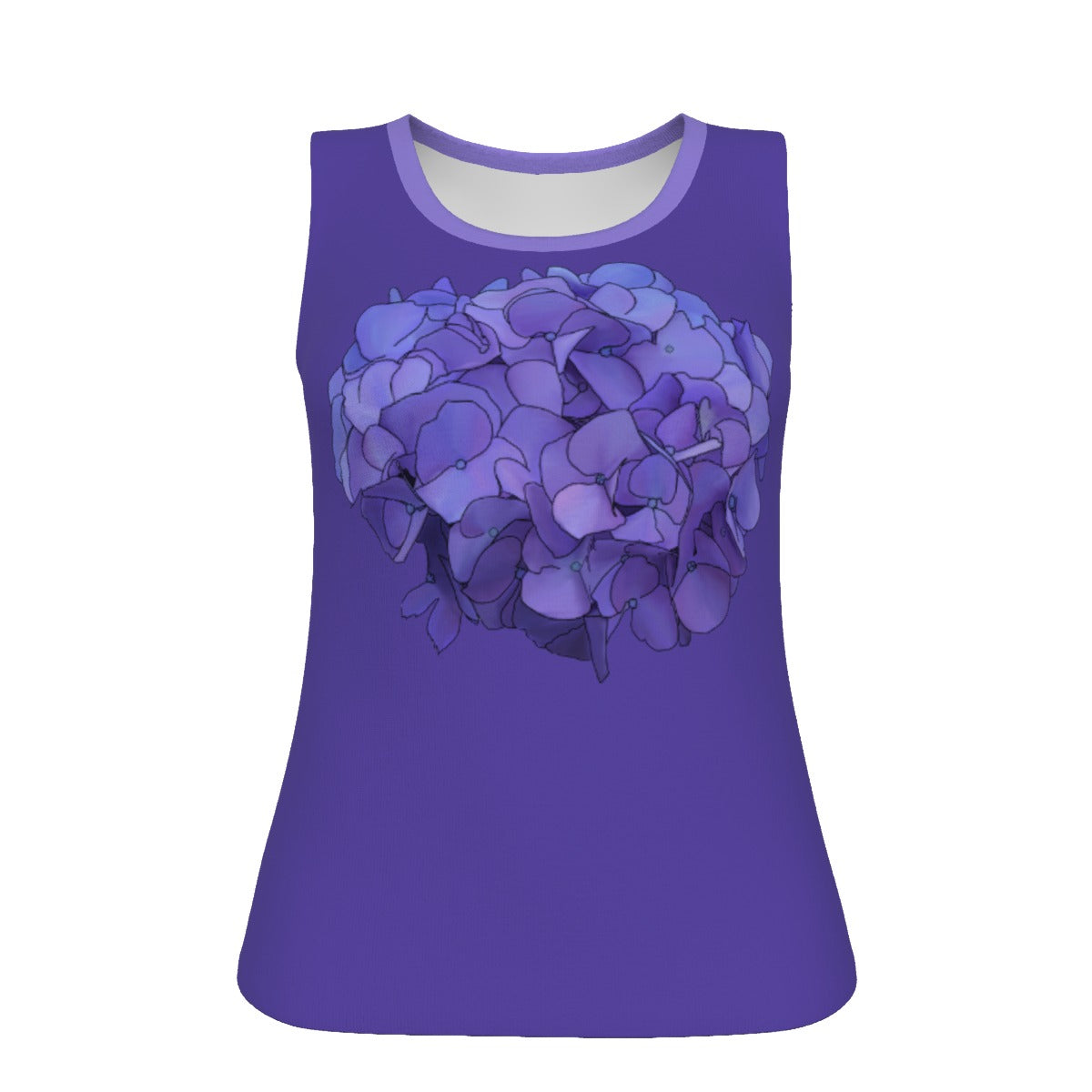 Hydrangea - U neck tank - periwinkle