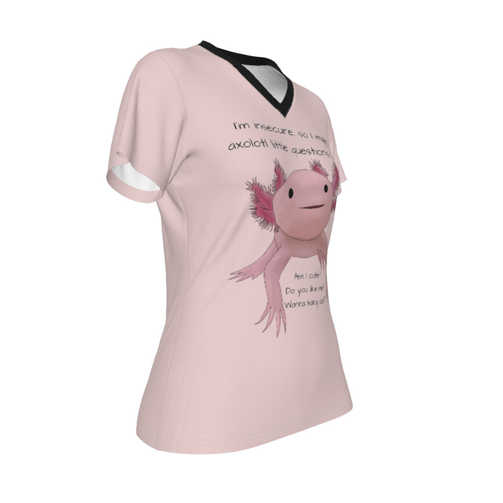 Axolotl Questions - light pink - V neck tee