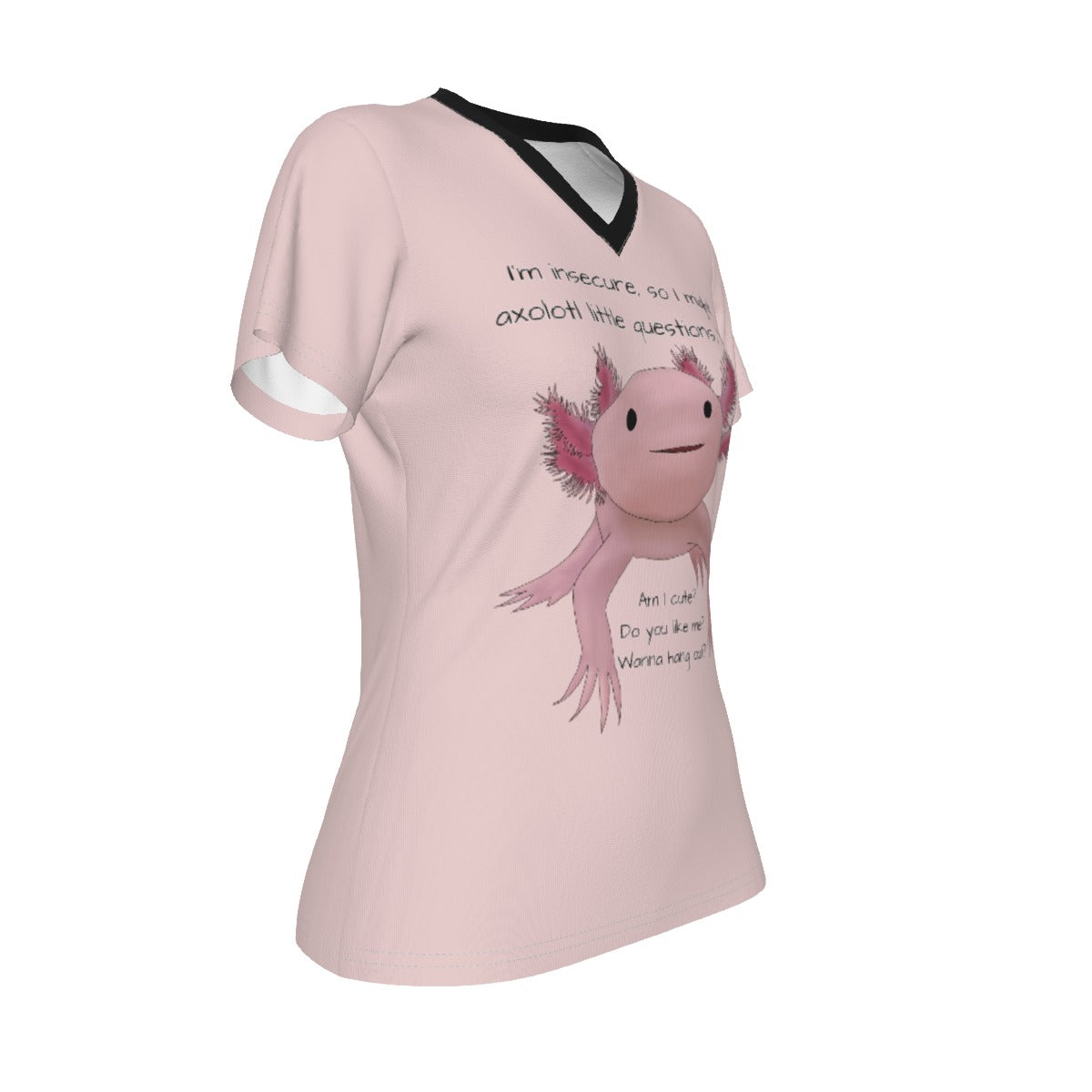 Axolotl Questions - light pink - V neck tee