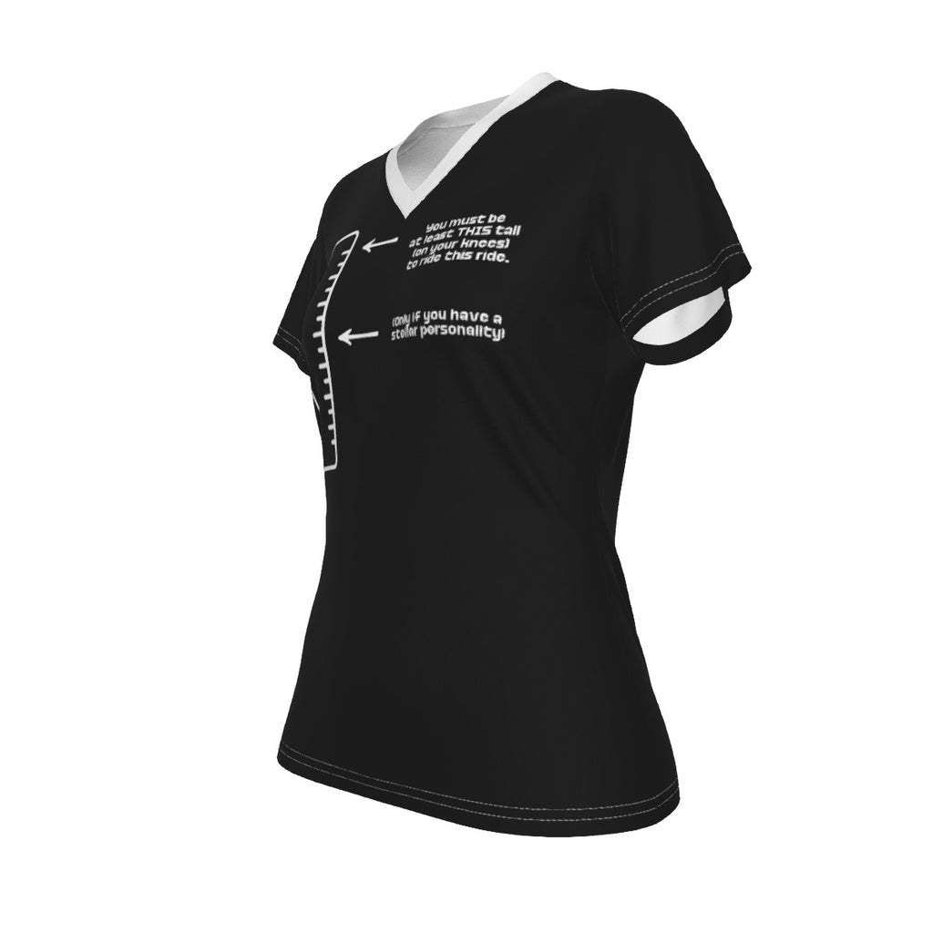 You Must Be THIS Tall - V neck tee - black