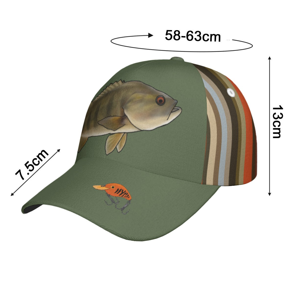 Bass and lure - baseball cap - khaki