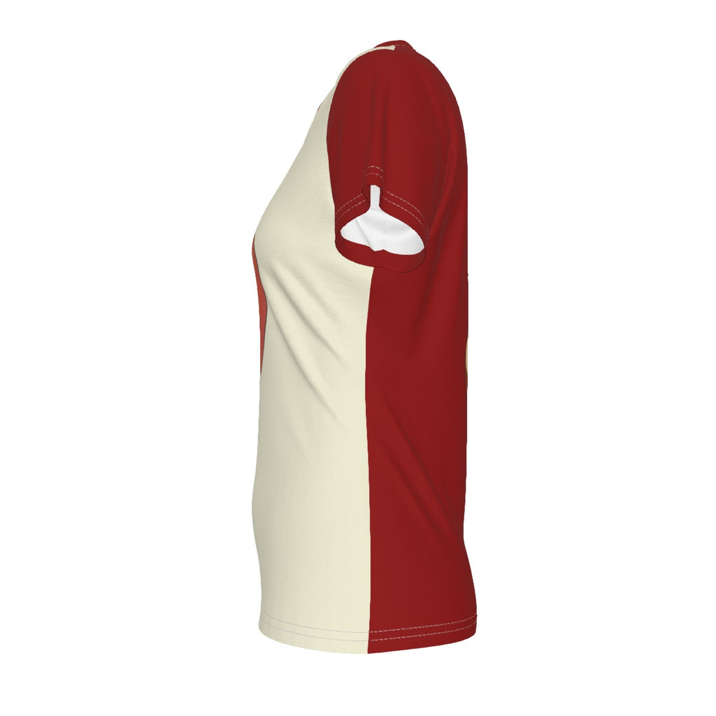Race - Fruit - Apple - V neck tee - cream and red