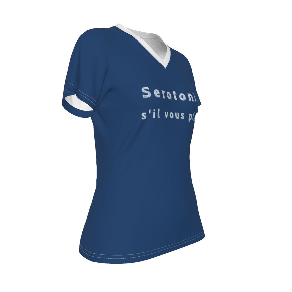 Serotonin pls - v neck tee - blue white