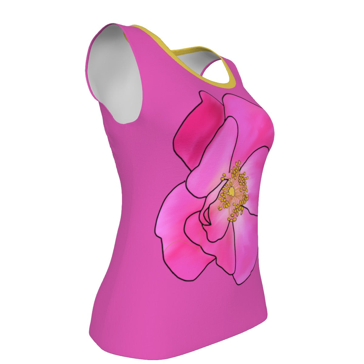 Alberta Primrose - U neck tank - pink with yellow