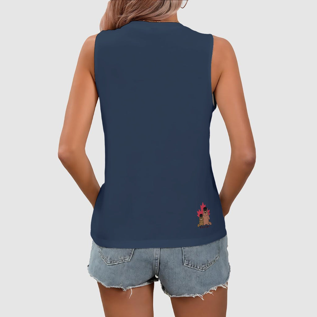 Anti anti woke - V neck tank - denim blue