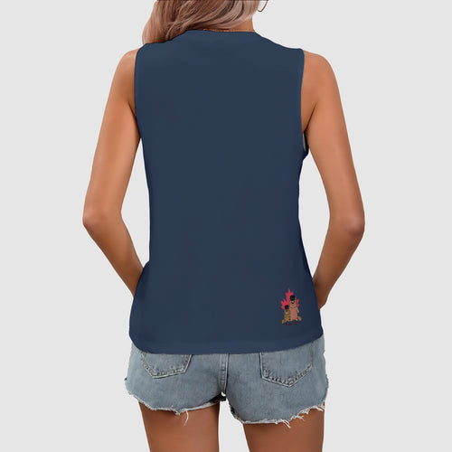 Anti anti woke - V neck tank - denim blue