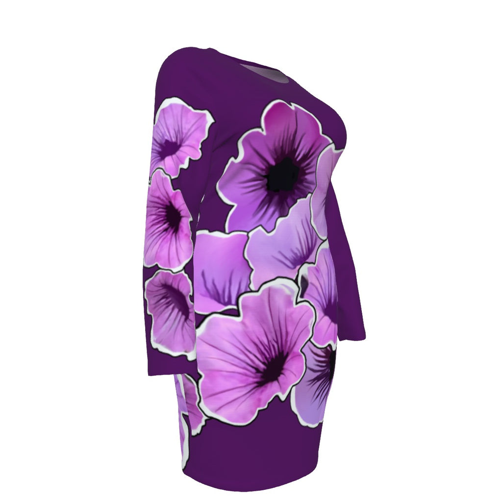 Purple Flowers - mesh dress