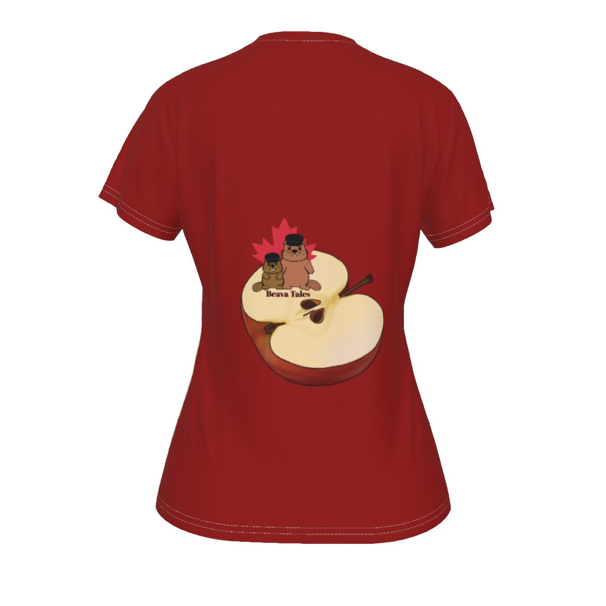 Race - Fruit - Apple - V neck tee - cream and red