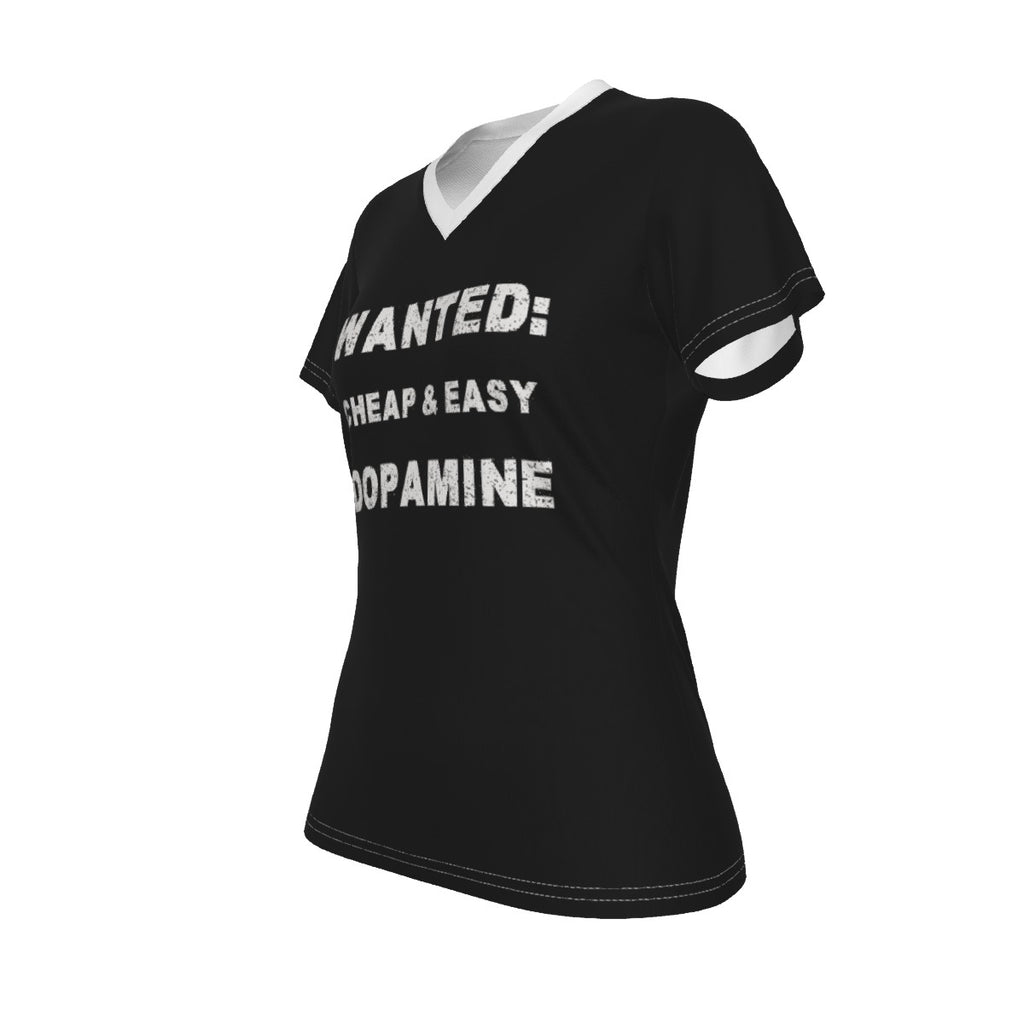 Dopamine - V neck tee - black with white